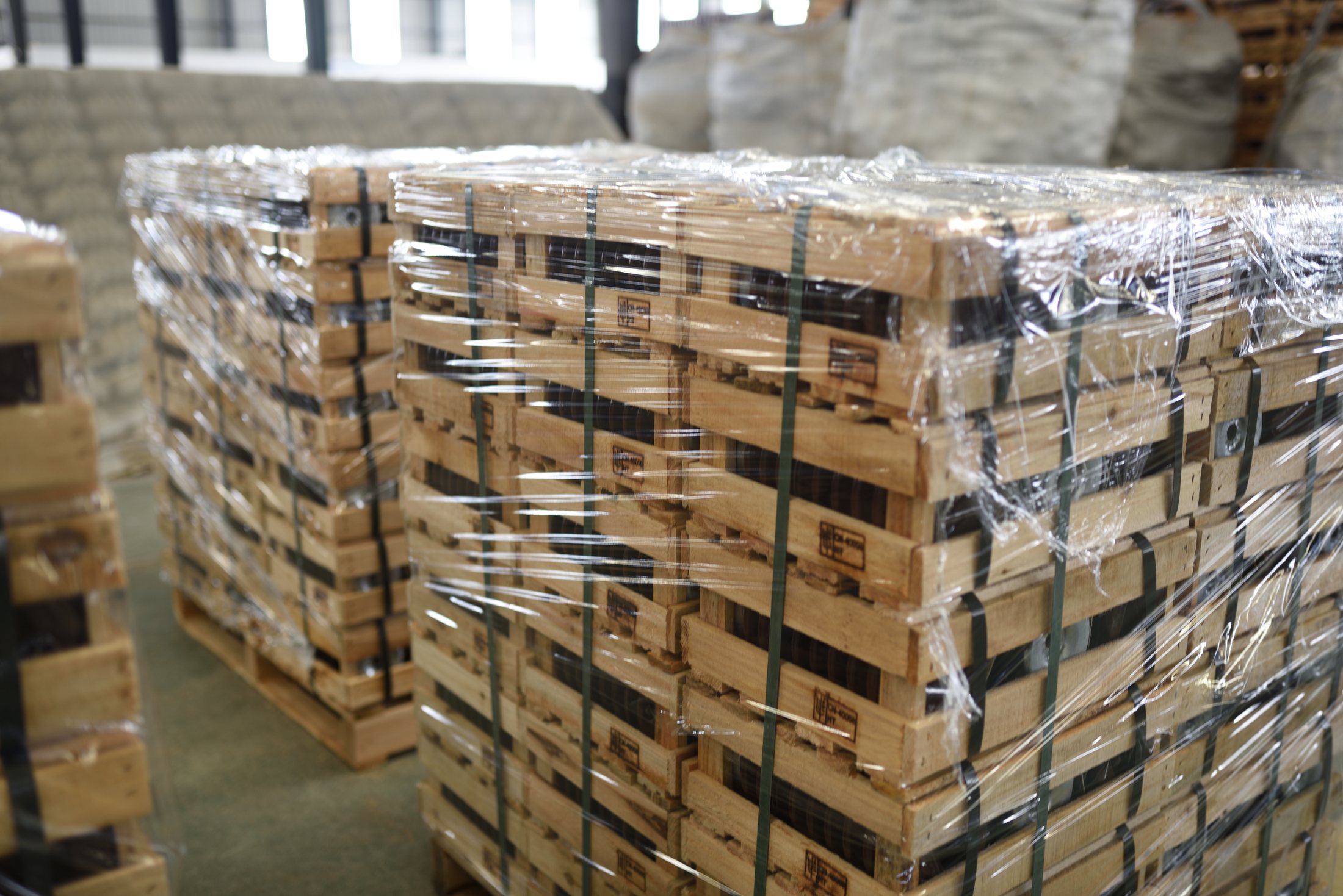 Packed crates prepared for delivery