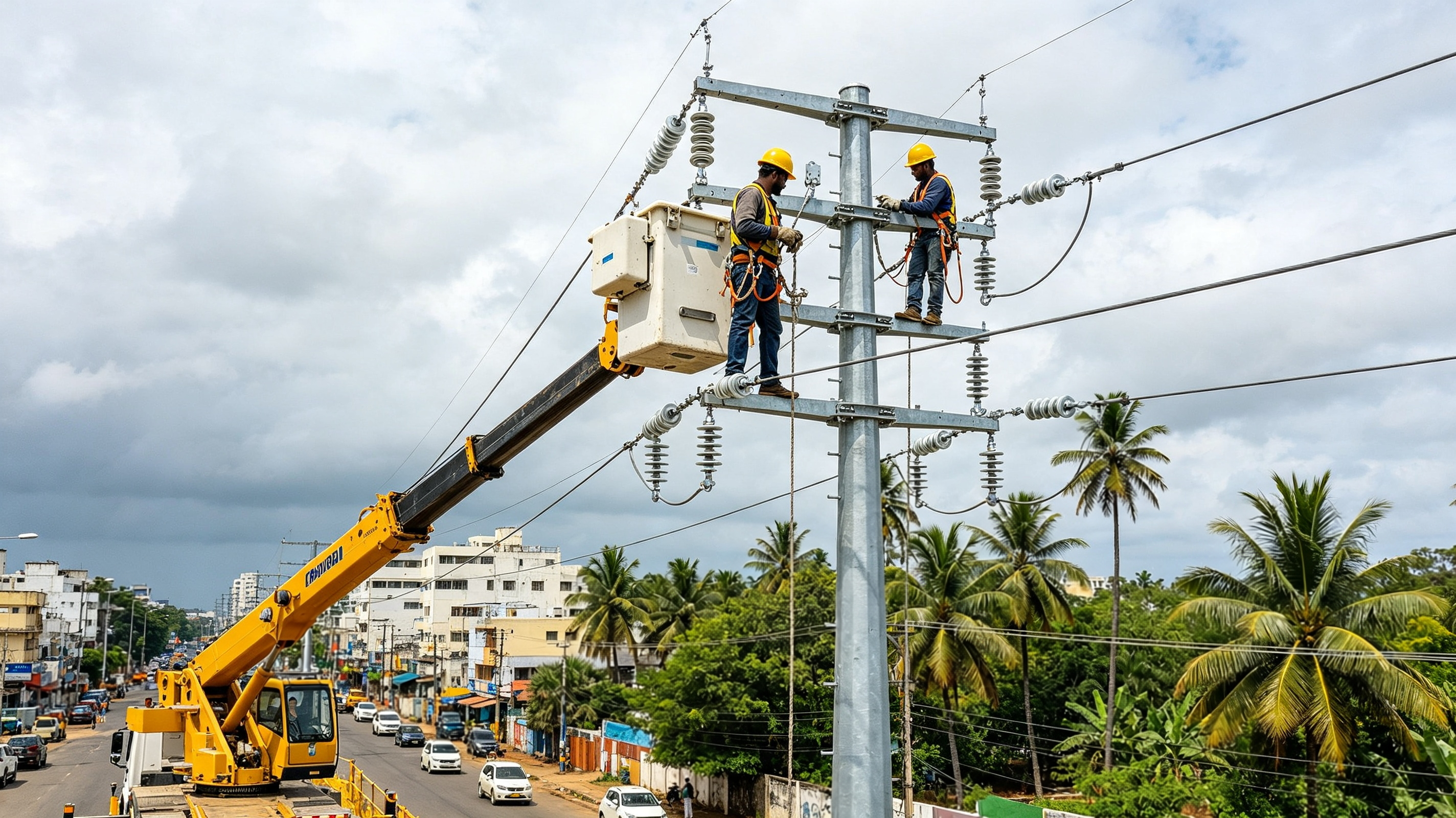 10kV urban overhead line installation in Colombo, Sri Lanka